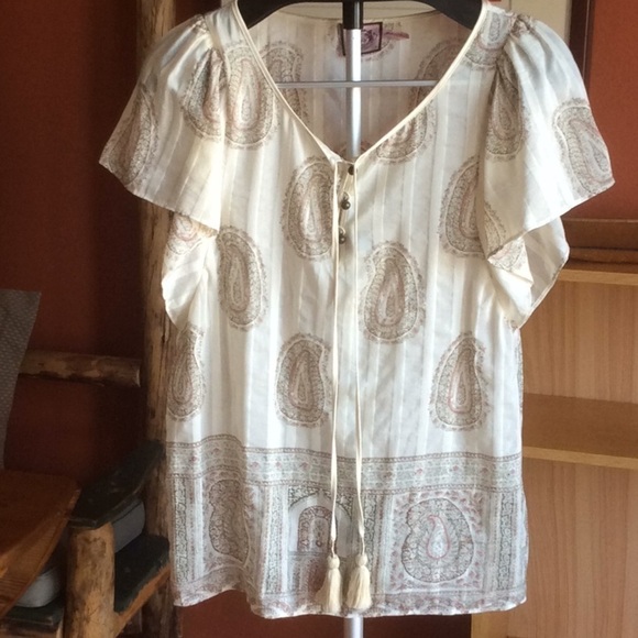 Juicy Couture Sheer Paisley Print Top - Picture 1 of 5